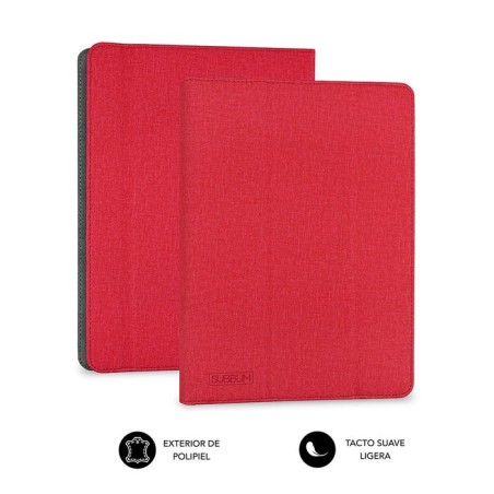 Funda universal subblim freecam para tablet hasta 10.1'/25.6cm red interior aterciopelado trasera plegable para usar cámara