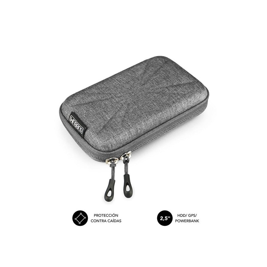 Funda subblim hdd business grey para disco de 2.5'/6.35cm exterior rígido interior acolchado bandas elásticas