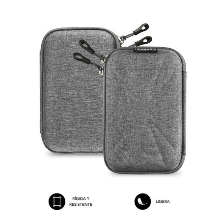 Funda subblim hdd business grey para disco de 2.5'/6.35cm exterior rígido interior acolchado bandas elásticas