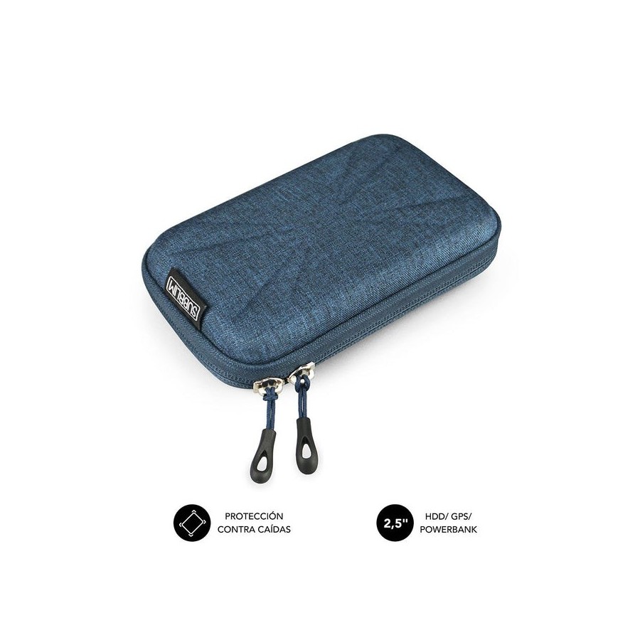 Funda subblim hdd business dark blue para disco de 2.5'/6.35cm exterior rígido interior acolchado bandas elásticas