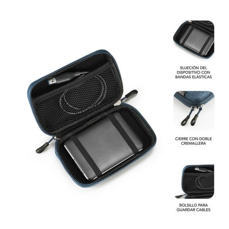 Funda subblim hdd business dark blue para disco de 2.5'/6.35cm exterior rígido interior acolchado bandas elásticas