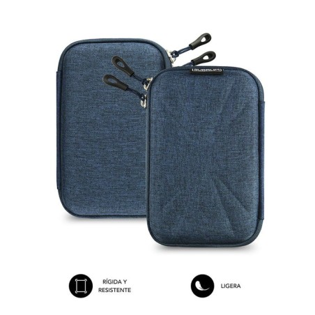 Funda subblim hdd business dark blue para disco de 2.5'/6.35cm exterior rígido interior acolchado bandas elásticas