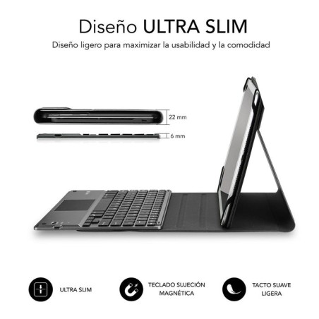 Funda con teclado subblim keytab pro bluetooth touchpad para tablets de 10.1'-10.8' negra