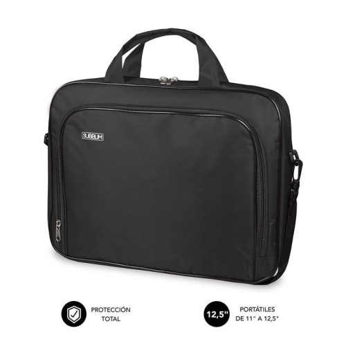 Maletín subblim oxford black para portátiles hasta 11'-12.5'/ 27.9-31.7 cm interior acolchado bolsillo exterior correa de hombro