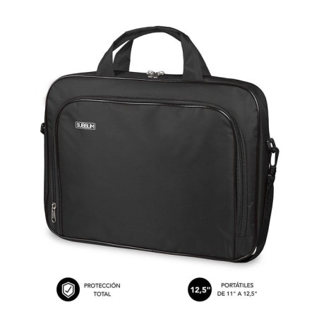Maletín subblim oxford black para portátiles hasta 11'-12.5'/ 27.9-31.7 cm interior acolchado bolsillo exterior correa de hombro