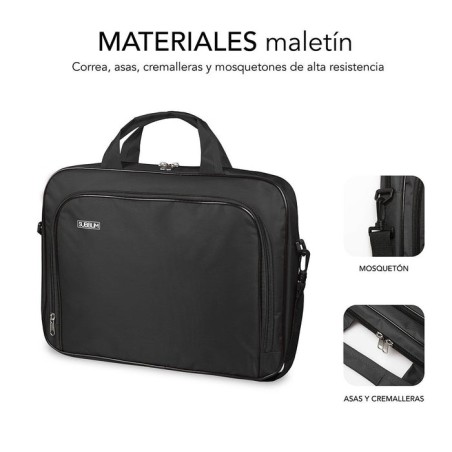Maletín subblim oxford black para portátiles hasta 11'-12.5'/ 27.9-31.7 cm interior acolchado bolsillo exterior correa de hombro