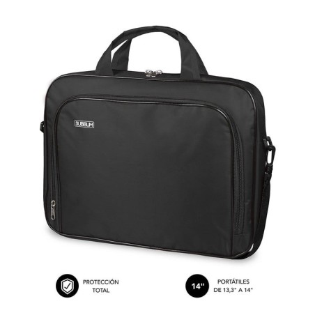 Maletín subblim oxford black para portátiles hasta 13.3'-14'/ 33.7-35.5cm interior acolchado bolsillo exterior correa de hombro