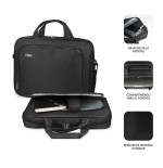 Maletín subblim oxford black para portátiles hasta 15.4'-16'/39.1-40.64cm interior acolchado bolsillo exterior correa de hombro