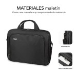 Maletín subblim oxford black para portátiles hasta 15.4'-16'/39.1-40.64cm interior acolchado bolsillo exterior correa de hombro