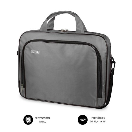 Maletín subblim oxford grey para portátiles hasta 15.4'-16'/39.1-40.64cm interior acolchado bolsillo exterior correa de hombro