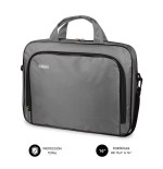 Maletín subblim oxford grey para portátiles hasta 15.4'-16'/39.1-40.64cm interior acolchado bolsillo exterior correa de hombro