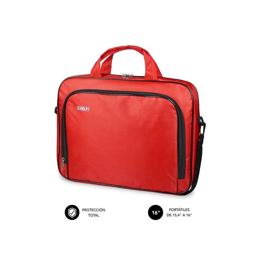 Maletín subblim oxford red para portátiles hasta 15.4'-16'/39.1-40.64cm interior acolchado bolsillo exterior correa de hombro