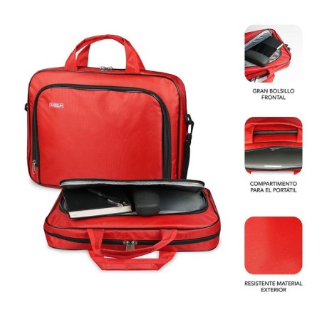 Maletín subblim oxford red para portátiles hasta 15.4'-16'/39.1-40.64cm interior acolchado bolsillo exterior correa de hombro