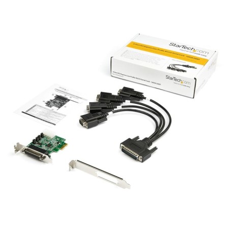 Startech.com tarjeta adaptadora pci express serie de 4 puertos rs232 - uart 16950 - perfil bajo