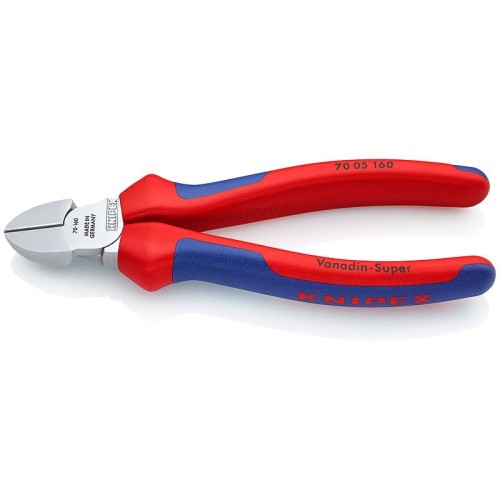 Knipex 70 05 160, alicates de corte diagonal, 4 mm, acero cromo vanadio, de plástico, azul/rojo, 16 cm
