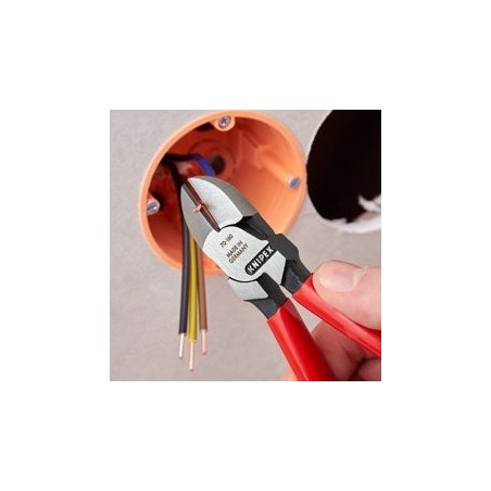 Knipex 70 05 160, alicates de corte diagonal, 4 mm, acero cromo vanadio, de plástico, azul/rojo, 16 cm