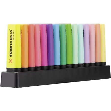 Stabilo boss original 15 rotuladores colores 9 fluorescentes 6 pastel set de escritorio