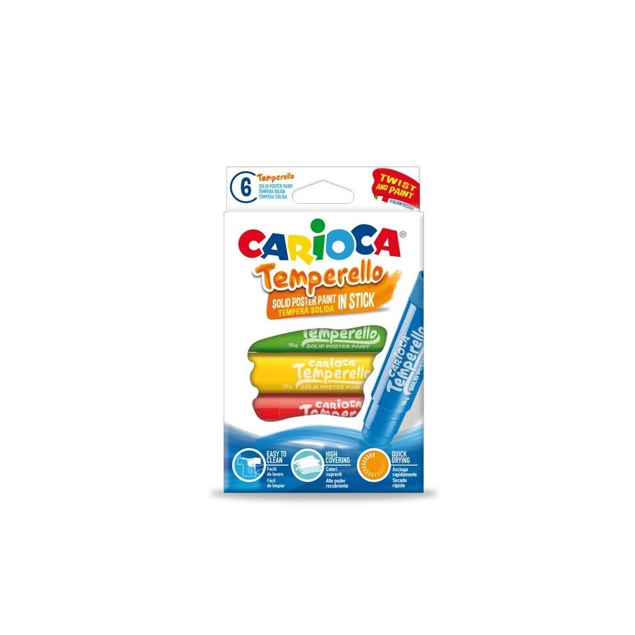Carioca témpera sólida temperello colores - caja de 6