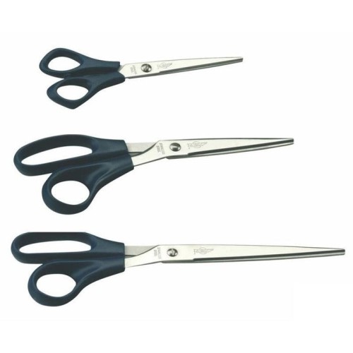 Faibo tijeras oficina 21cm asimétricas mango de plástico verde oscuro