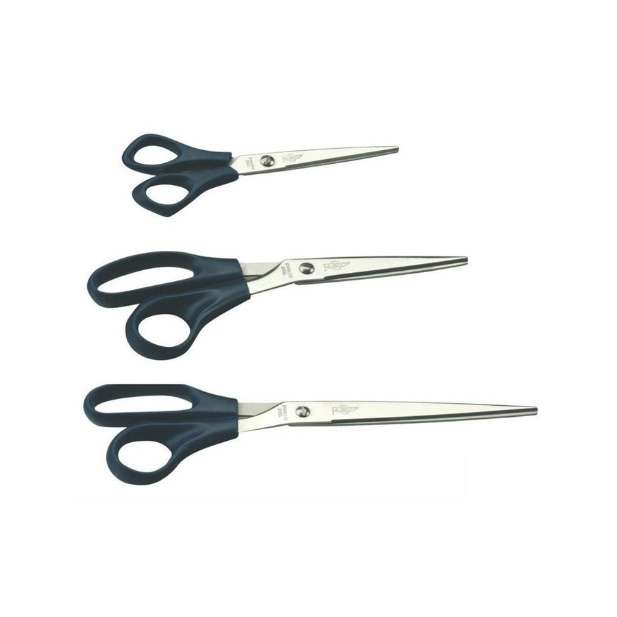 Faibo tijeras oficina 21cm asimétricas mango de plástico verde oscuro