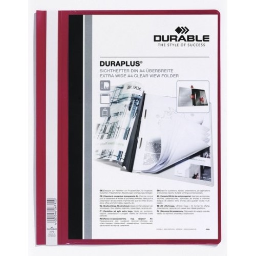 Carpeta oferta durable duraplus bolsillo transparente rojo