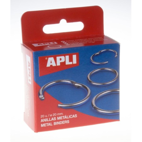 Apli anillas metálicas de doble bisagra niqueladas 20mm -20u-