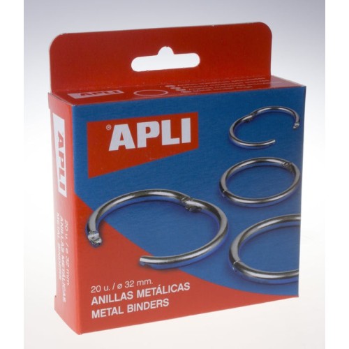 Apli anillas metálicas de doble bisagra niqueladas 32mm -20u-