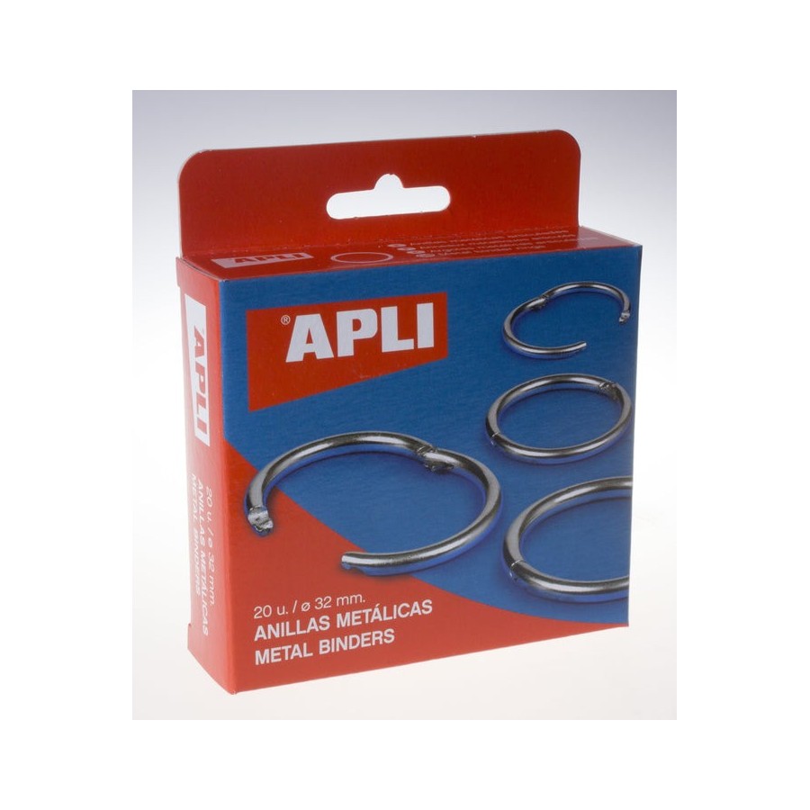 Apli anillas metálicas de doble bisagra niqueladas 32mm -20u-