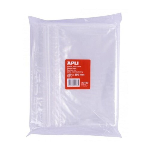 Apli pack de 100 bolsas de auto cierre 250 x 350 mm - cierre seguro - aptas para alimentos