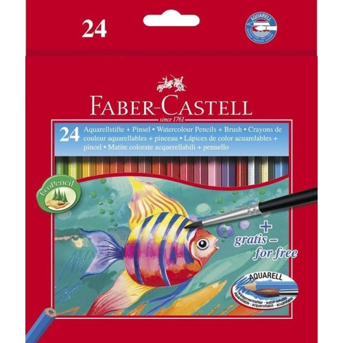 Faber castell lápices de colores acuarelables classic + pincel estuche de 24 c/surtidos