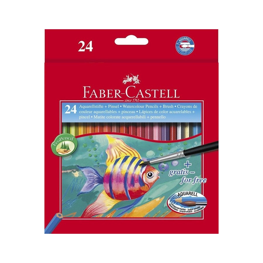 Faber castell lápices de colores acuarelables classic + pincel estuche de 24 c/surtidos