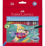 Faber castell lápices de colores acuarelables classic + pincel estuche de 24 c/surtidos
