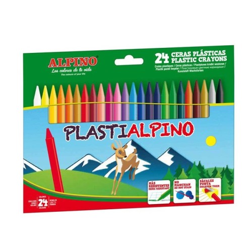 Alpino ceras plásticas plastialpino 115mm no manchan estuche de 24 c/surtidos