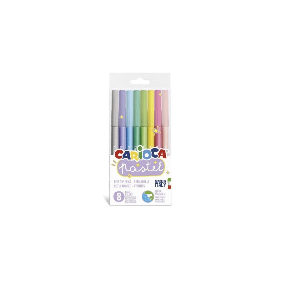 Carioca rotulador pastel punta cónica colores - caja de 8