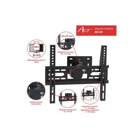 Art ramt ar-49 art soporte ar-49 22-47 para lcd / led negro 30kg ajuste vertical y nivel