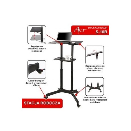 Estación de trabajo con ruedas art sto s-10b para proyector portátil s-10b