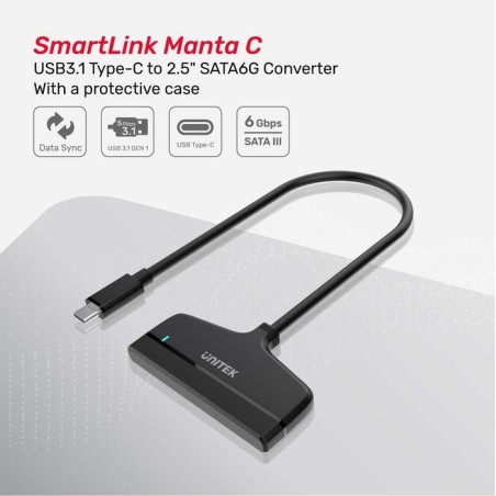Unitek smartlink - convertidor usb 3.1 tipo-c a 2.5in sata6g y-1096a