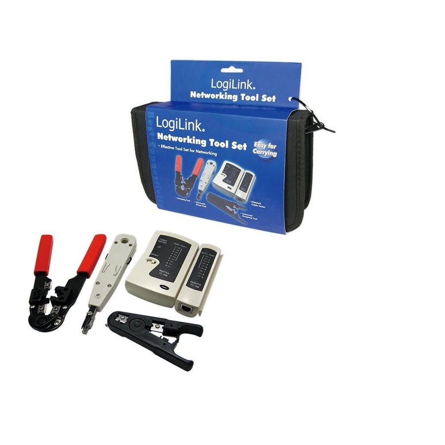 Logilink kit de herramientas crimpadora tester pelacables herramienta de insercion wz0012