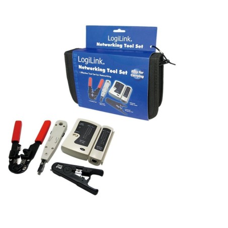 Logilink kit de herramientas crimpadora tester pelacables herramienta de insercion wz0012