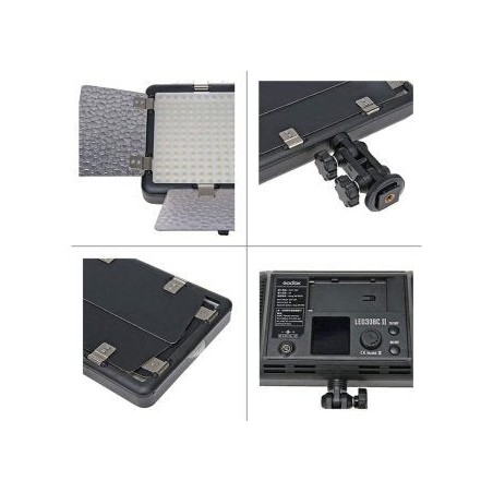 Lámpara de video godox led308c ii w. solapa de cobertura