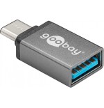 Goobay 56621 adaptador de cable usb-c usb 3.0 female (type a) gris