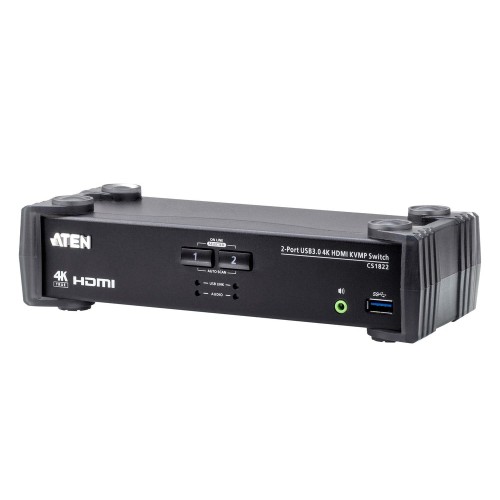 Aten cs1822 kvmp-switch 2 puertos, 4k hdmi, usb 3.0, audio