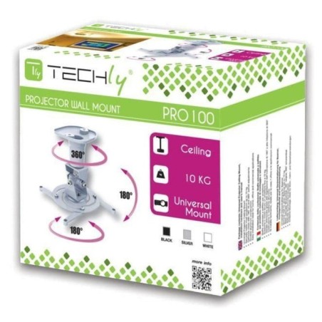 Techly ica-pm 100wh montaje para projector techo blanco