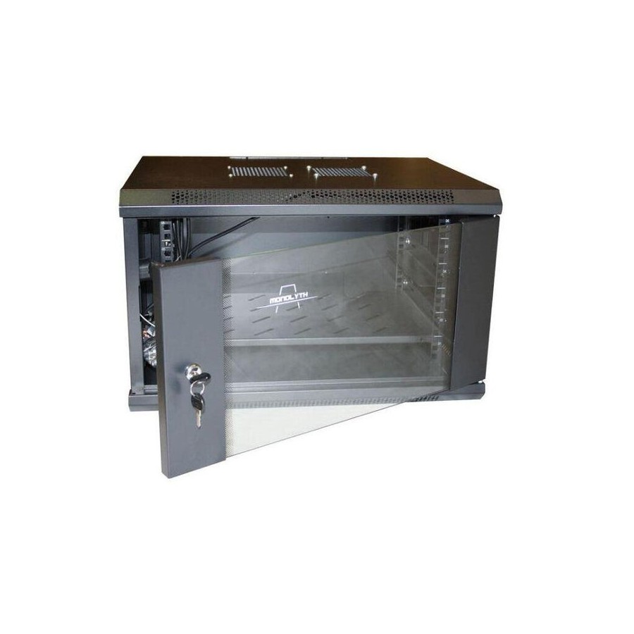 Armario mural rack 19'' 9u 600x300 puerta de cristal/ laterales desmontables