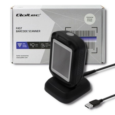 Qoltec 50864 lector de código de barras lector de códigos de barras fijo 1d/2d led negro