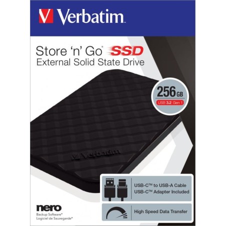 Disco externo ssd verbatim store n go 256gb portable usb 3.2