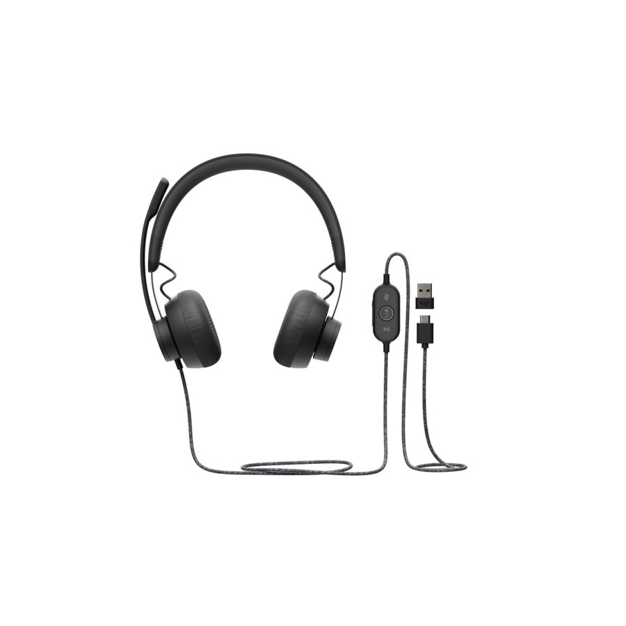 Auriculares logitech zone wired ms teams con micrófono usb negros