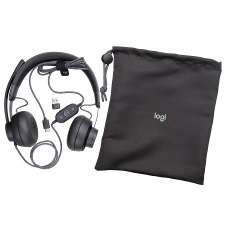 Auriculares logitech zone wired ms teams con micrófono usb negros
