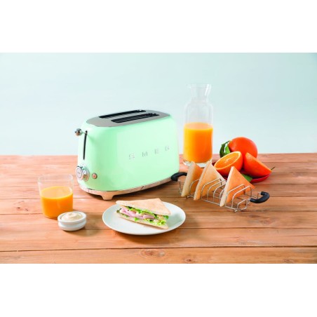 Tostadora smeg tsf01pgeu 2 rebanada(s) verde acero, botones, nivel, giratorio, 950 w, 220 - 240 v