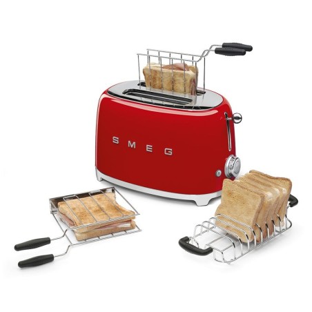 Tostadora smeg tsf01rdeu 2 rebanada(s) rojo, acero, botones, nivel, giratorio, 950 w, 220 - 240 v
